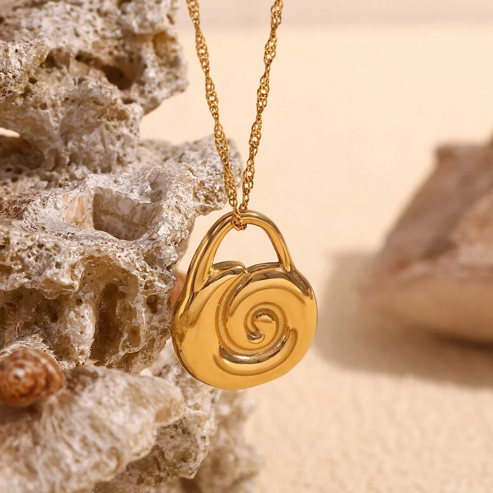 Colar Espiral Dourado em Aço Inoxidável 18K