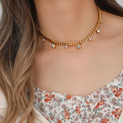 Colar Choker de Corrente Cubana com Zircônias