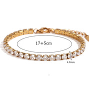 E.B. Pulseira Corrente Zircão-Barriga para Mulheres, Jóias Banhadas a Ouro 18K, Impermeável, Sem Tarnish, Aço Inoxidável 316L, Pulseiras Manuais