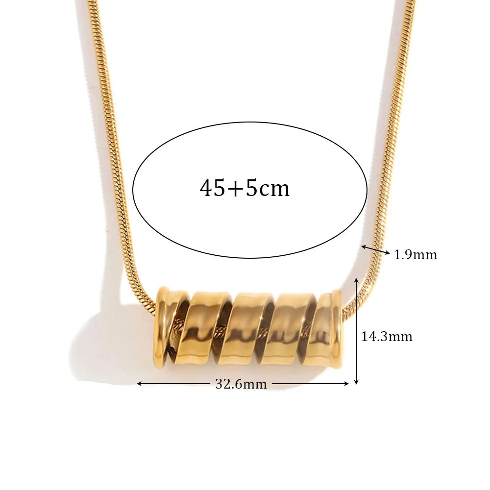 E.B.belle Colar com pingente de mola espiral à prova d'água 18K acessórios banhados a ouro presente de aço inoxidável 316L