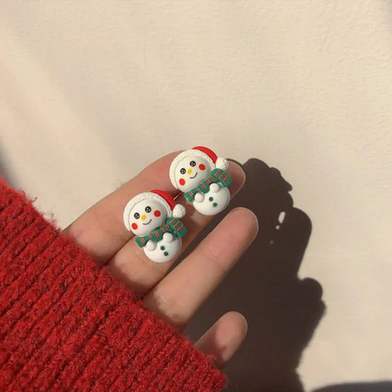 Brincos de Natal fofos para mulheres, Sinos de Alce dos desenhos animados, Snowflake e boneco de neve, Orelhas de Papai Noel, Joias de Natal, Nova Moda, 2023