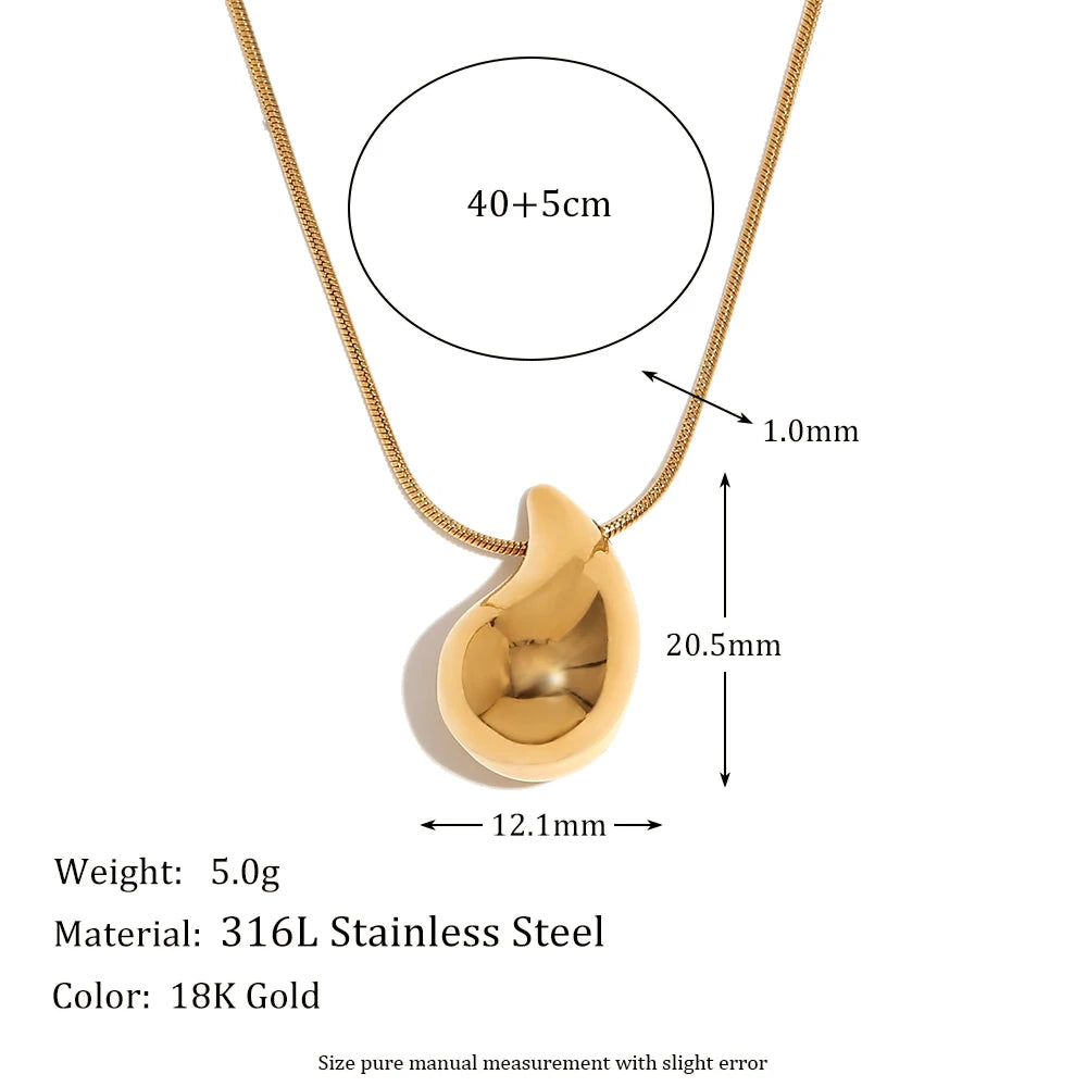 Ebbelle minimalista oco gota de água pingente colar brilhante aço inoxidável 18k ouro moda feminina jóias presente natal