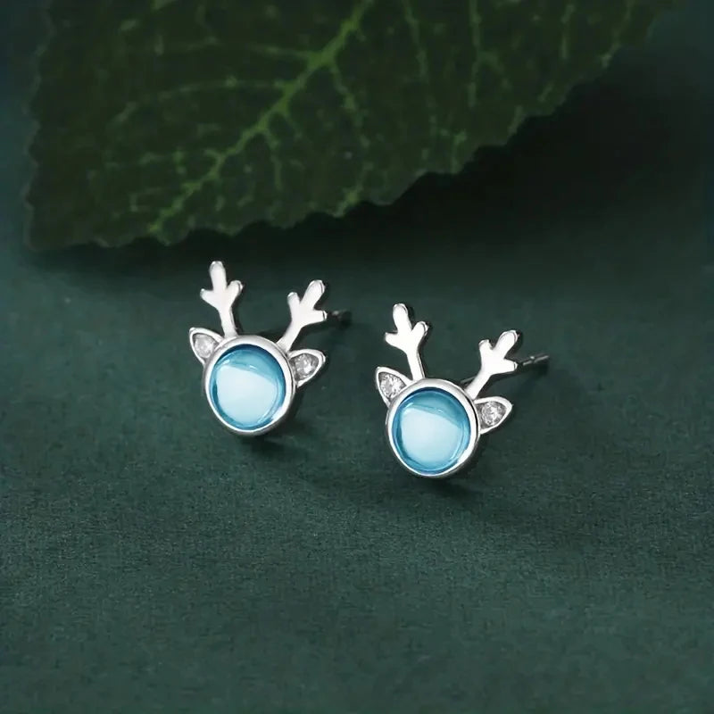 Brincos Delicados de Alce com Zircônia e Moonstone