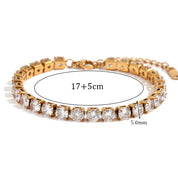 E.B. Pulseira Corrente Zircão-Barriga para Mulheres, Jóias Banhadas a Ouro 18K, Impermeável, Sem Tarnish, Aço Inoxidável 316L, Pulseiras Manuais