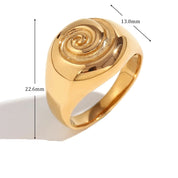 E.B. Belle-Round Face Vortex Ring para mulheres, acessórios banhados a ouro 18K, aço inoxidável 316L, anéis impermeáveis, cor prata