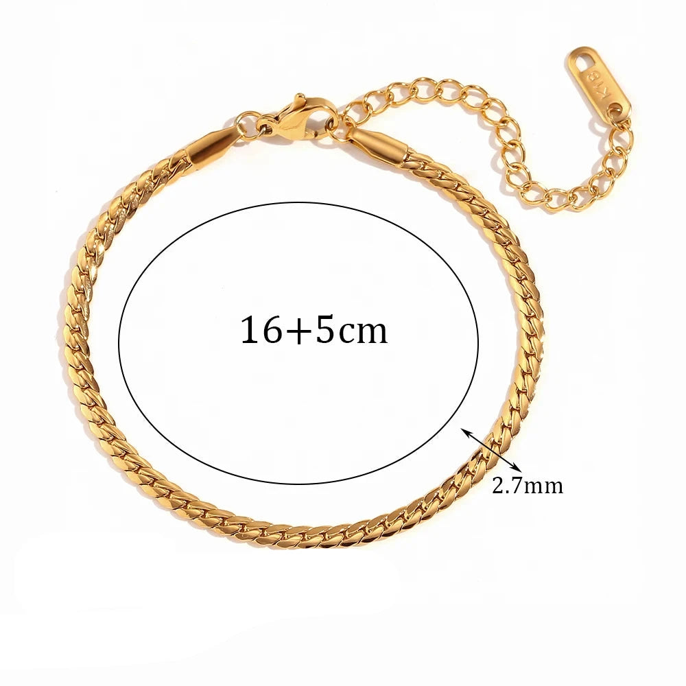 E.B. Belle-18k Pulseira banhada a ouro para mulheres, aço inoxidável 316L, corrente cubana, pulseiras impermeáveis, pulseiras, moda, 2021