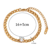 E.B. Pulseira em corrente de zircão Belle-Water Drop para mulheres, pulseira banhada a ouro 18k, aço inoxidável 316L impermeável, acessórios redondos