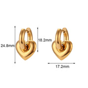 E.B. Belle-Heart Love Shape Chunky Hoop Earrings para mulheres, joias modernas, aço inoxidável