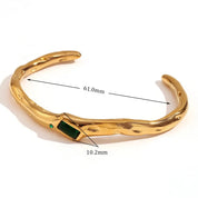 E.B. Belle-Pulseira retangular de zircão para mulheres, pulseira banhada a ouro 18k, cor verde, abertura irregular, aço inoxidável, pulseiras manuais, 316L