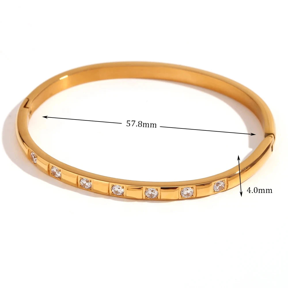 E.B. Belle-Stainless 18K Banhado a Ouro Pulseiras para Mulheres, Sem Tarnish, Pulseiras de Mão de Strass, Moda, Aço Inoxidável 316L