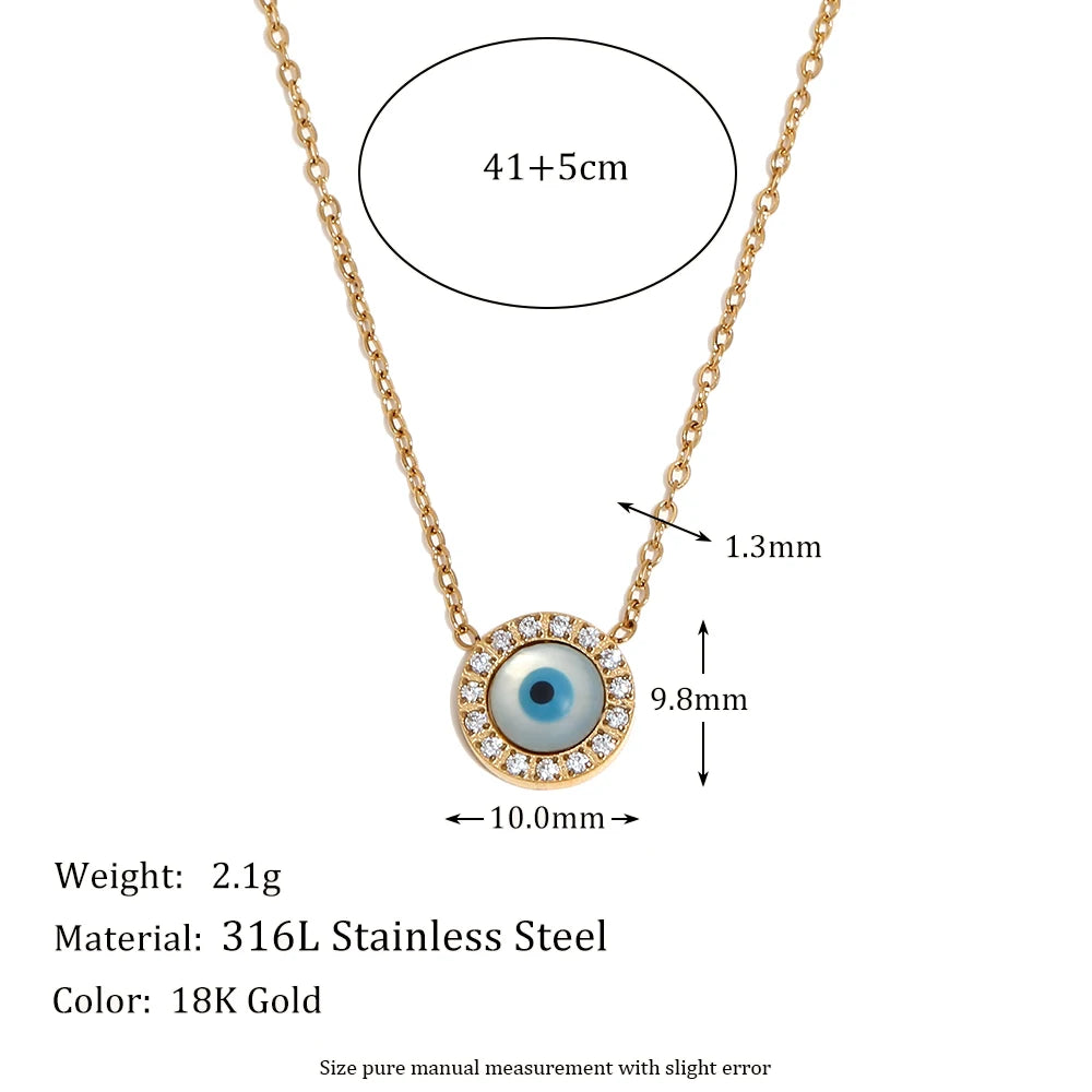 Ebbelle alta qualidade mini turco sorte strass mau olhos pingente colar de aço inoxidável 18k banhado a ouro moda charme