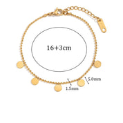 E.B. Pulseiras Minimalistas de Barriga para Mulheres, Sem Manchar, Impermeável, Dianty Circle, Contas Banhadas a Ouro, Corrente, Pulso